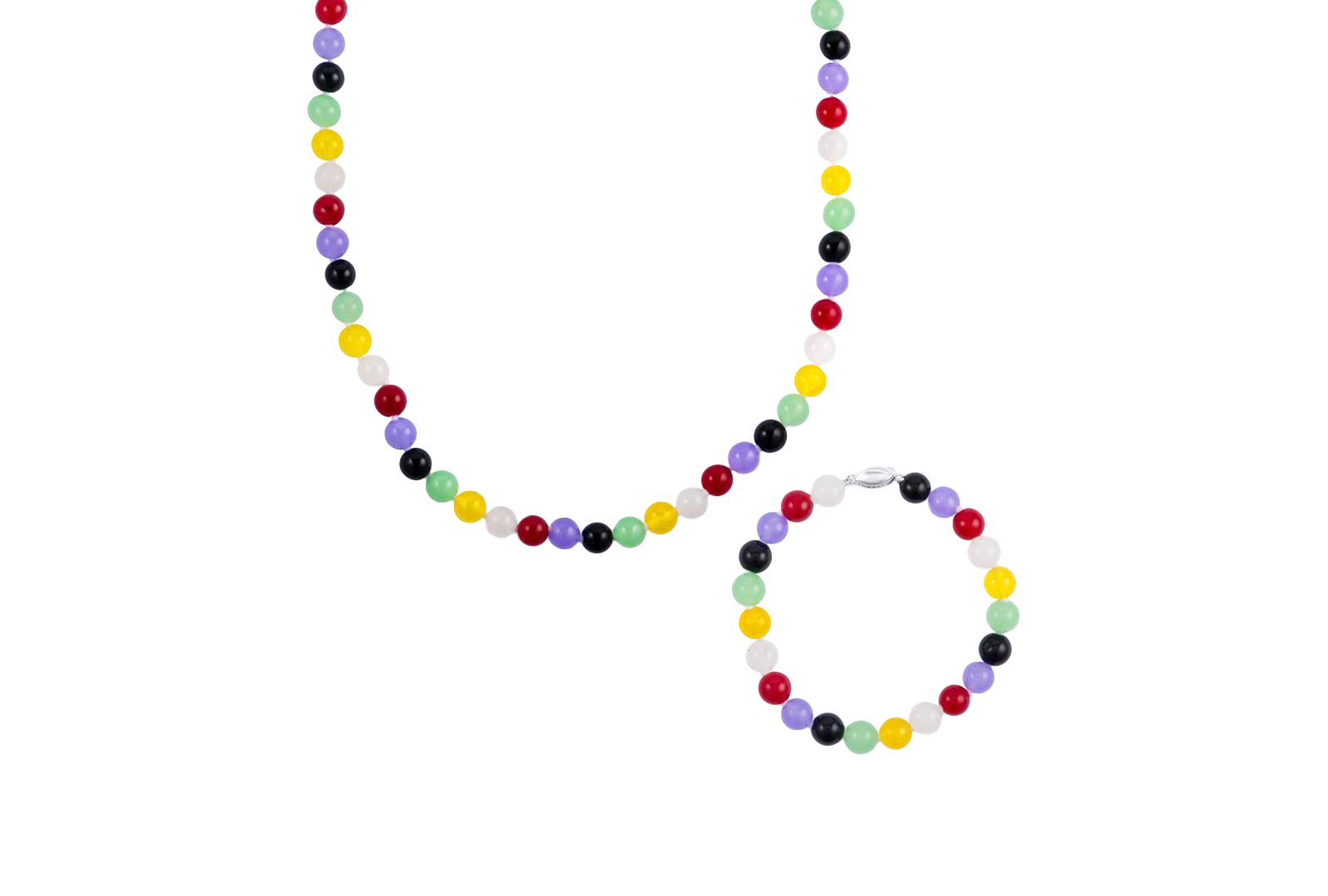 Macy's 2-Pc. Multi Color Quartz Necklace and Bracelet Set in Sterling Silver