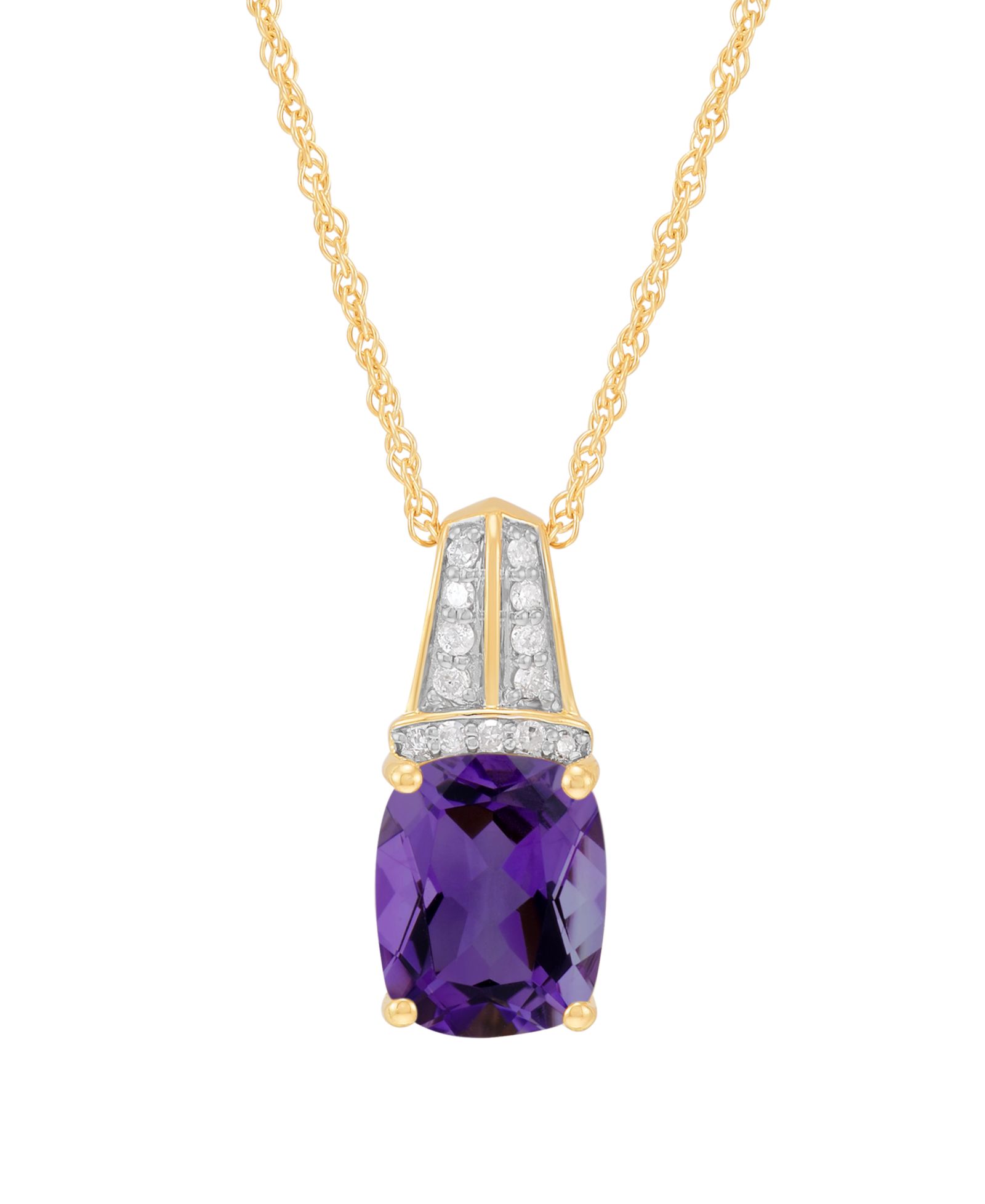 Macy's Amethyst (2-3/4 ct. t.w.) & Diamond (1/10 ct. t.w.) Pendant Necklace in 14k Yellow Gold-Plated Sterling Silver
