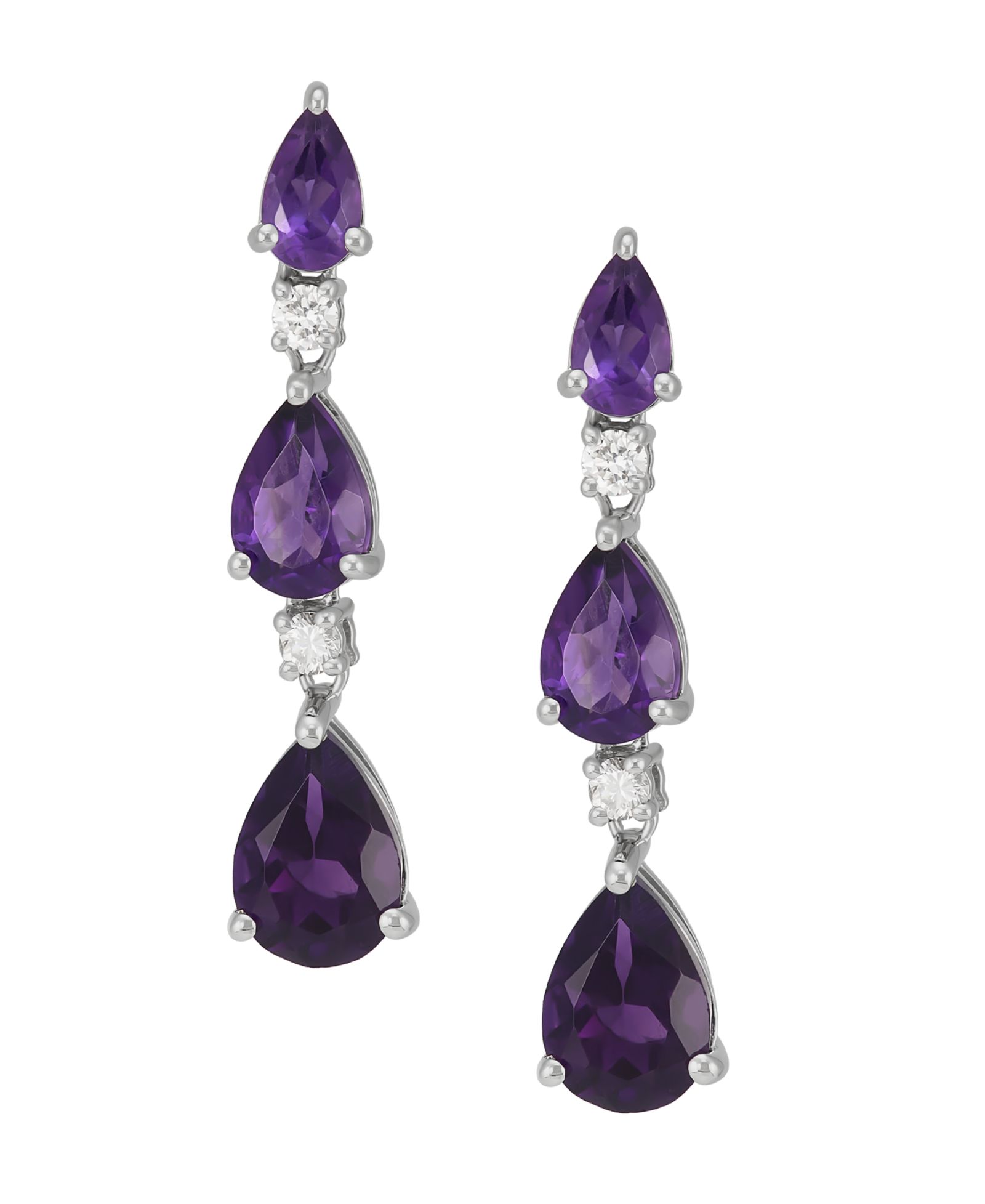 Macy's Amethyst (2-1/3 ct. t.w.) & Lab Grown White Sapphire (1/8 ct. t.w.) Drop Earrings in Sterling Silver