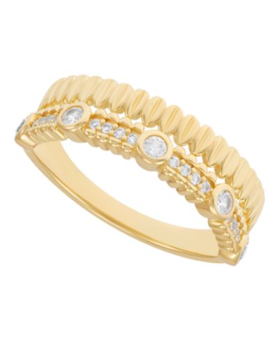 Кольцо Macy's Lab Grown White Sapphire (1/3 ct. t.w.) Band в 14k Yellow Gold-Plated Sterling Silver