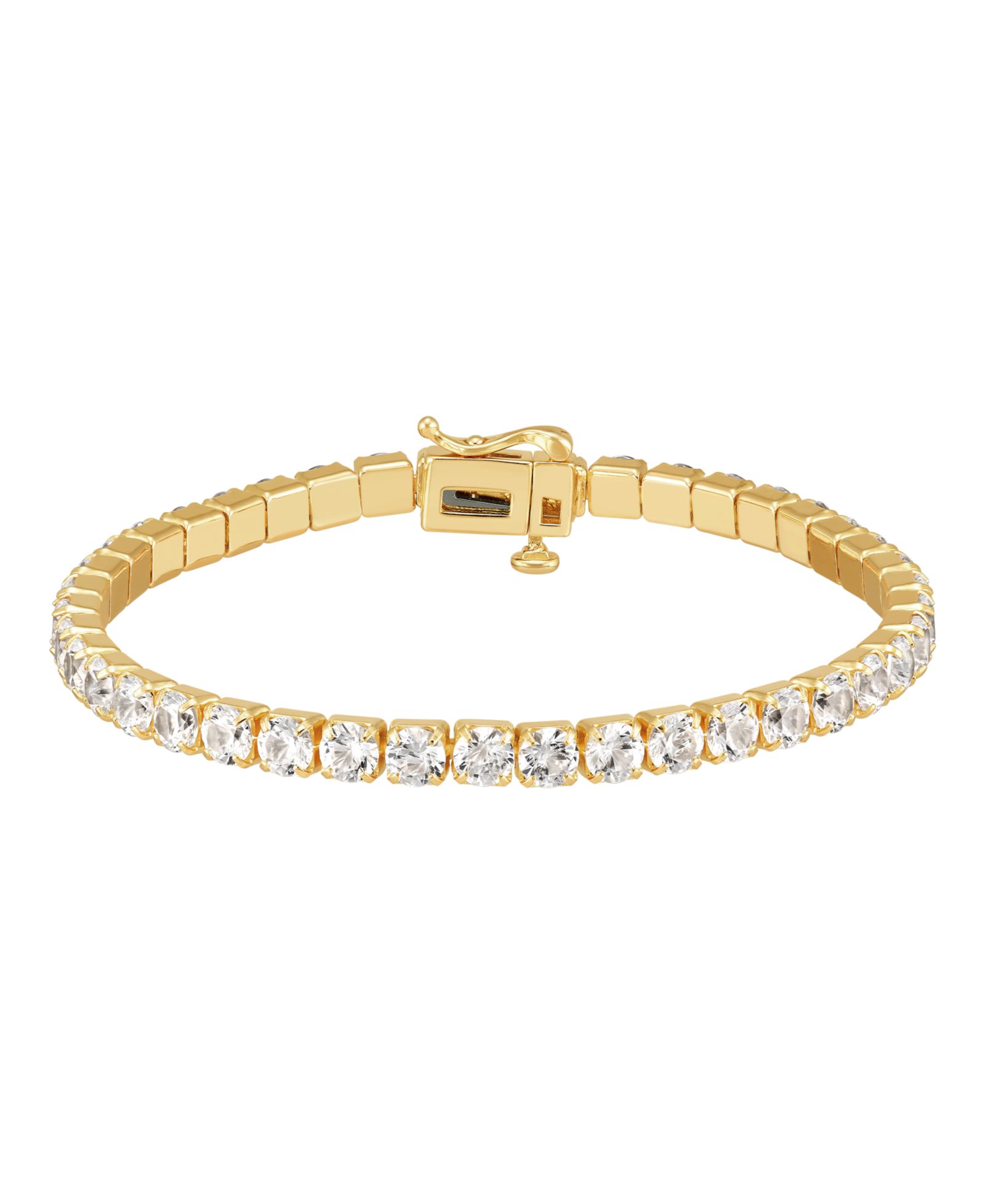 Macy's Lab Grown White Sapphire (13-1/3ct.t.w.) Tennis Bracelet in 14k Yellow Gold-Plated Sterling Silver (Also available in Sterling Silver)