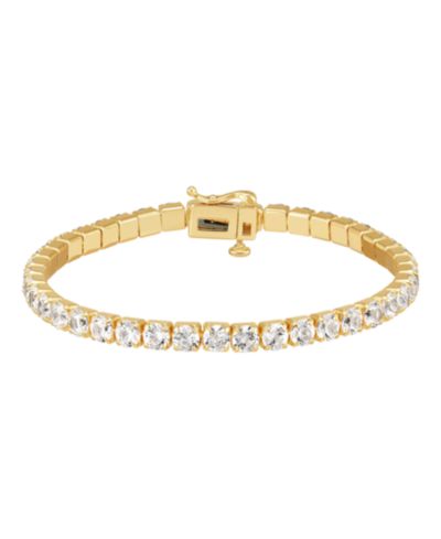 Macy's Lab Grown White Sapphire (13-1/3ct.t.w.) Tennis Bracelet in 14k Yellow Gold-Plated Sterling Silver (Also available in Sterling Silver)