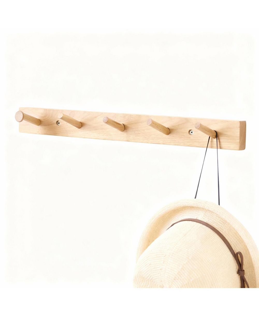 YIGII Hickory Wood Wall Coat Rack, Space-Saving, Easy to Install