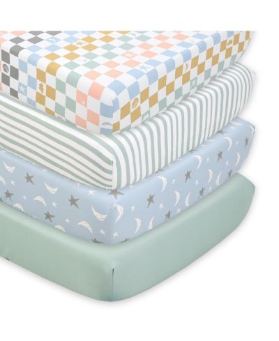 The Peanutshell Celestial Multi 4-Pack Fitted Crib Sheets