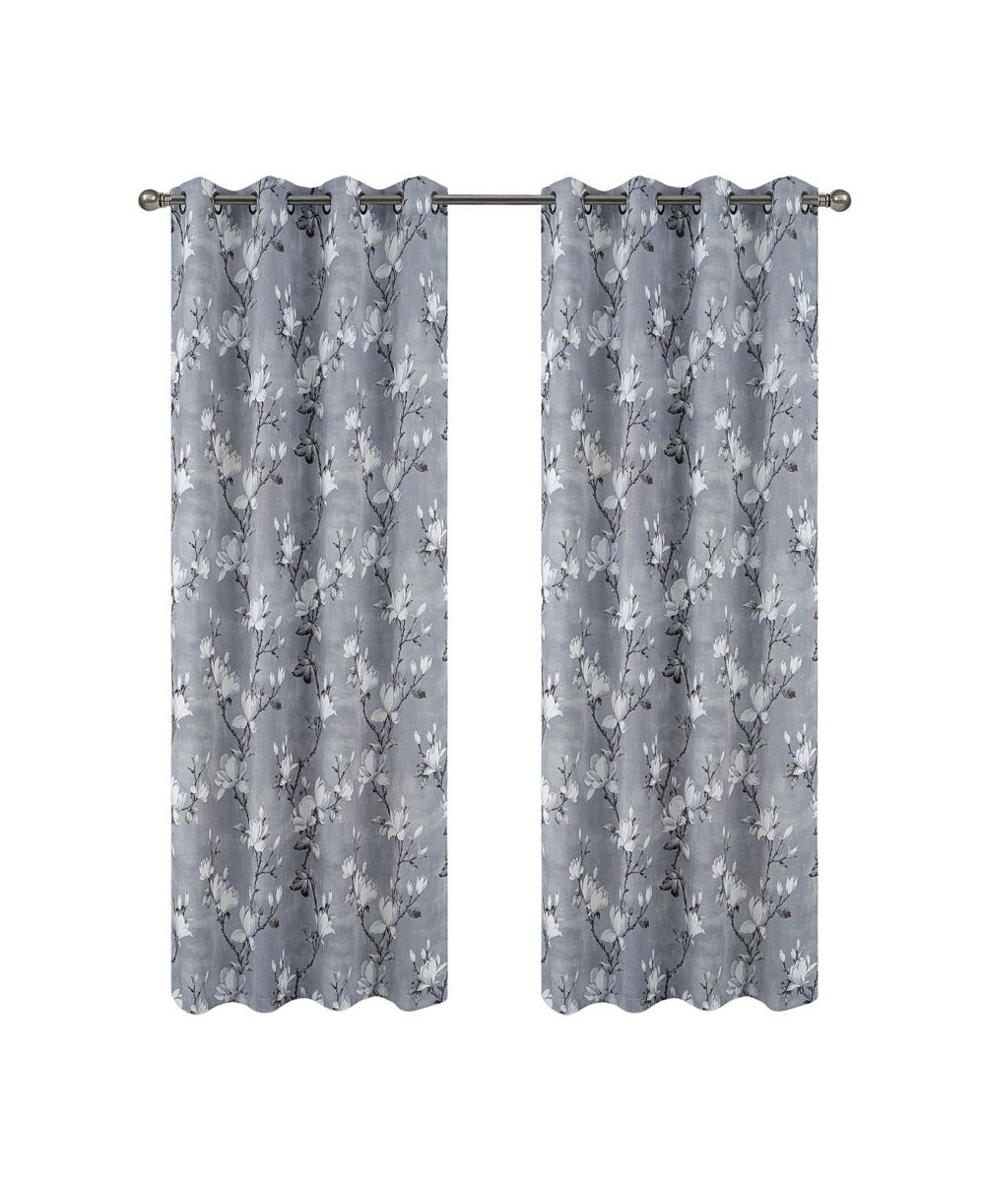 Штора Olivia Gray Blossom Printed Blackout Grommet Curtain Panel