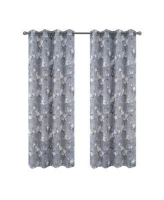 Штора Olivia Gray Blossom Printed Blackout Grommet Curtain Panel