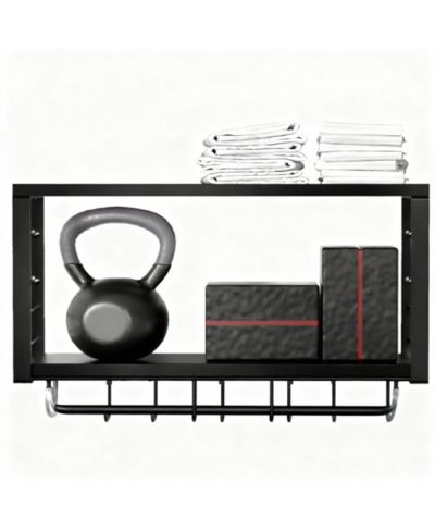 YIGII 2 Tier Wall Mount Home Gym Rack - Stylish, Heavy-Duty Storage for Fitness Accessories
