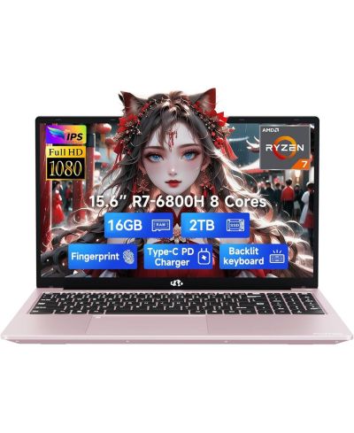 Nimo 15.6" IPS FHD игровой ноутбук 8 ядер AMD Ryzen 7 6800H 16GB DDR5 RAM 2TB SSD 4.7GHz сканер отпечатков пальцев 100W