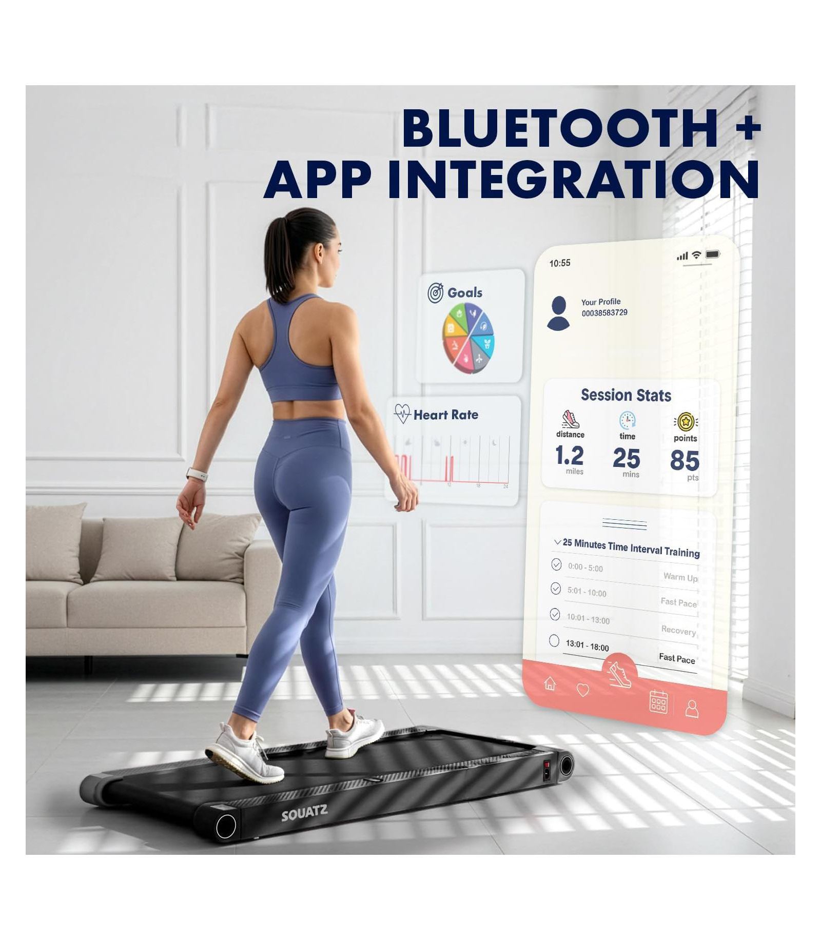 Беговая дорожка 2-в-1 SQUATZ Walking Pad с виброплатформой, под стол, с пультом и LED-дисплеем, 1.0HP