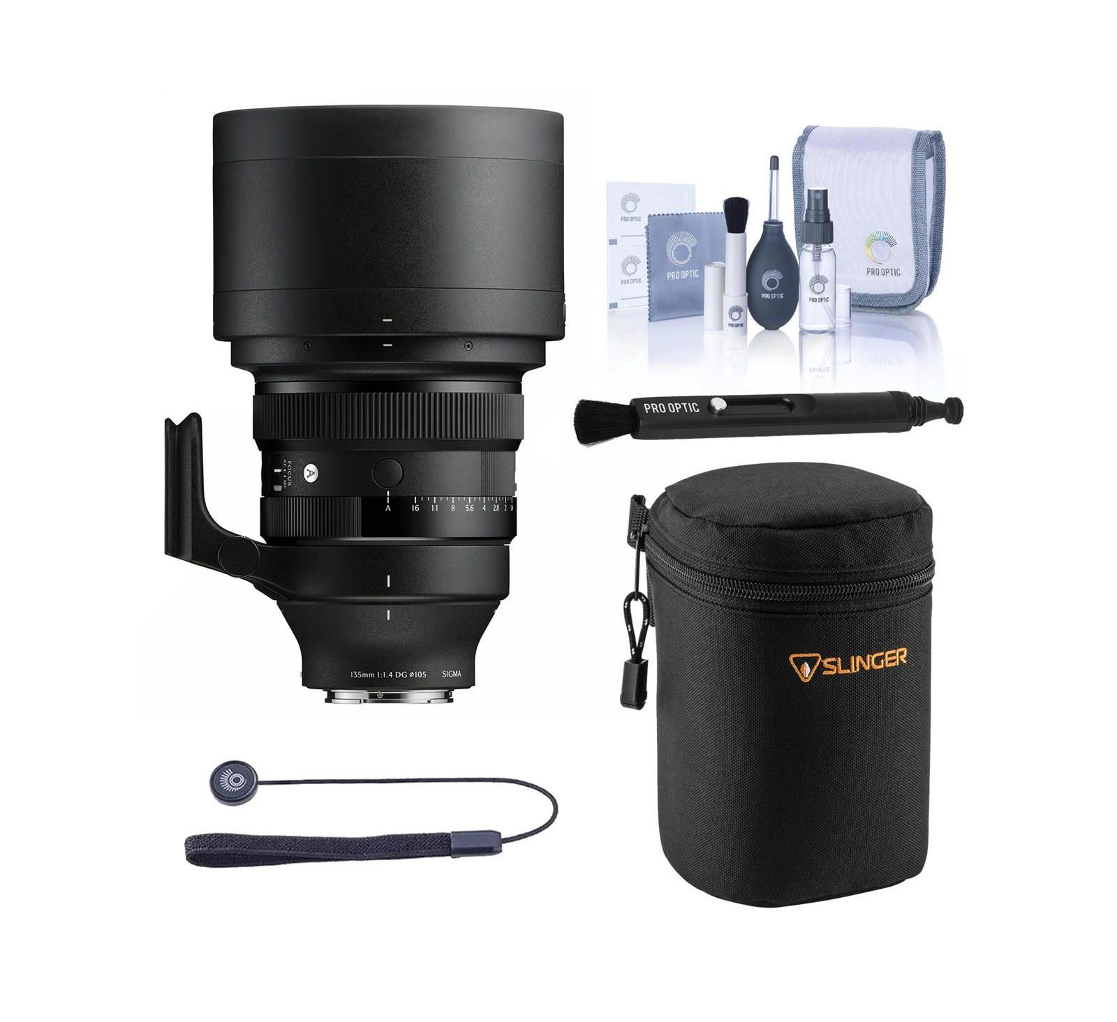 Объектив Sigma 135mm f/1.4 DG Art для Sony E с набором: мягкий чехол Adorama Slinger, колпачок с креплением, набор для чистки и LensPen