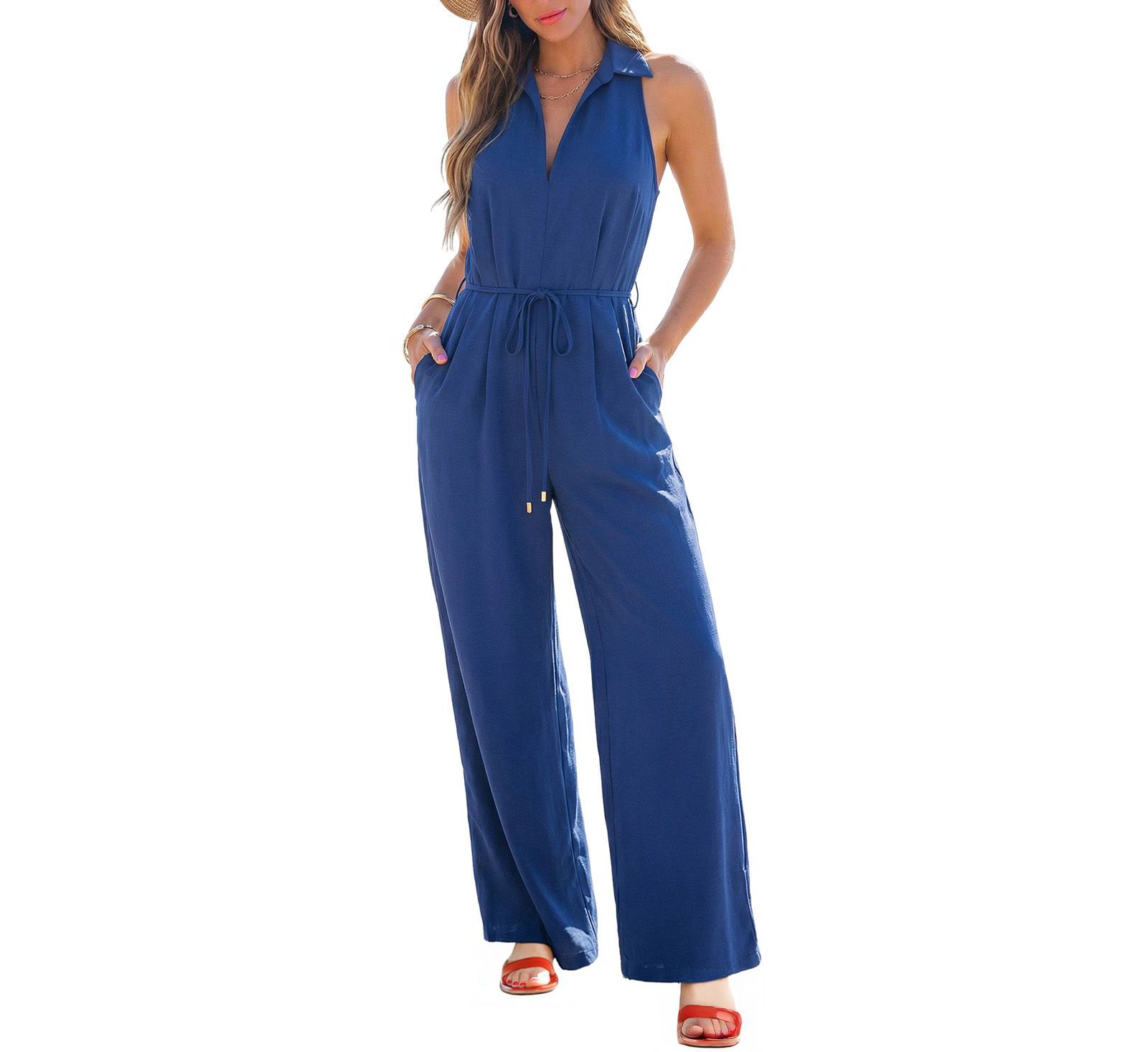 Cupshe Women's Collared Zipper Closure Unlined Jumpsuit