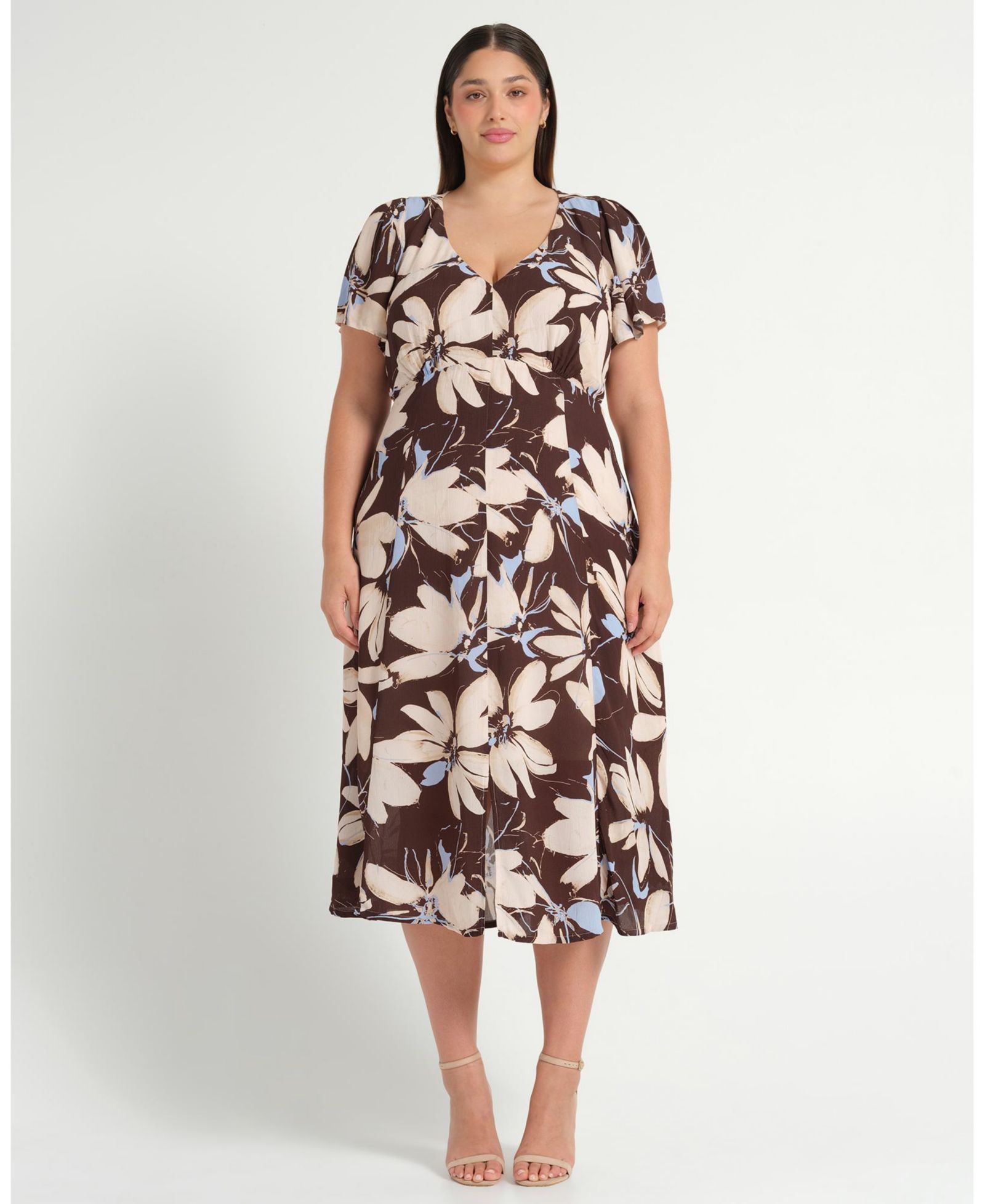 Женское миди-платье ESTELLE Plus Size Caroline Floral Empire Waist