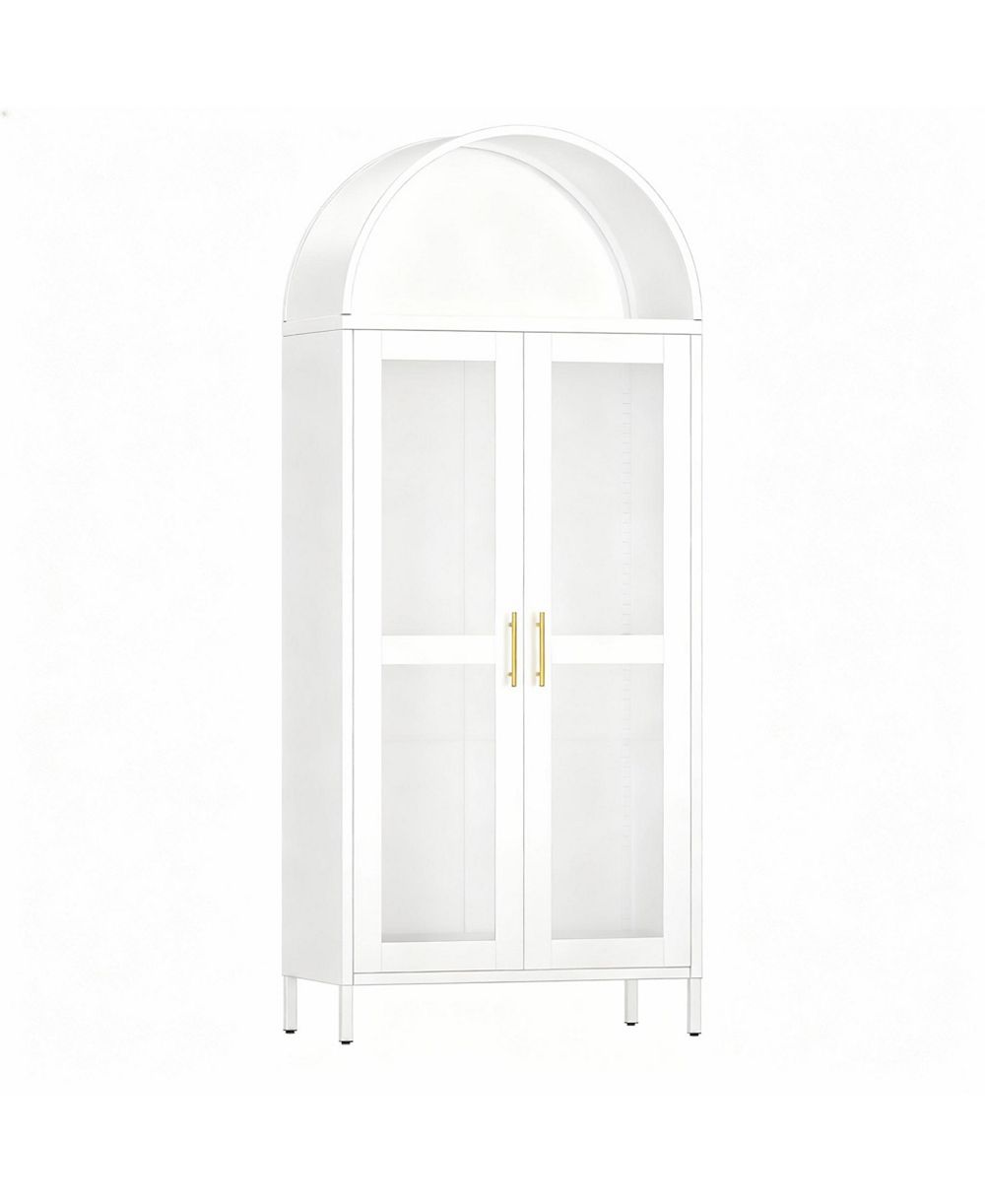 YIGII Arched Glass Cabinet for Home Office, Easy Assembly