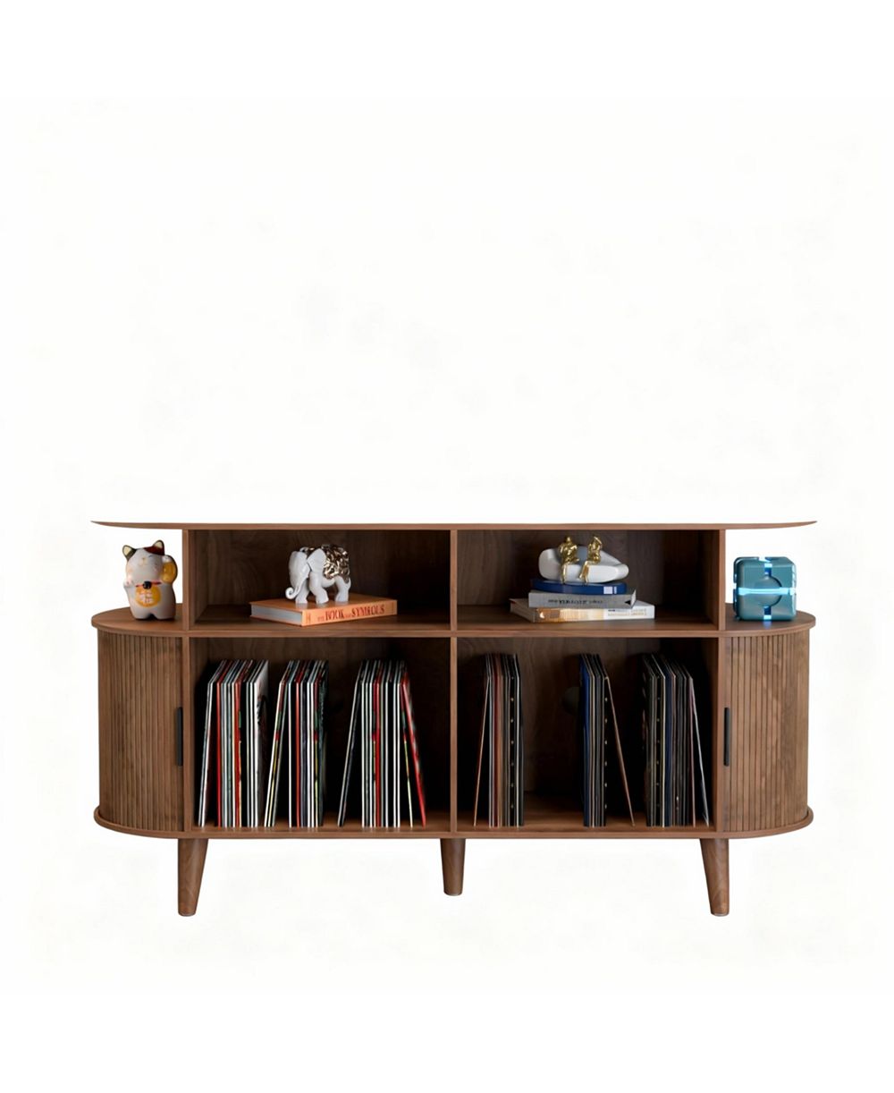 Шкаф для виниловых пластинок YIGII Mid-Century Modern с зарядной станцией