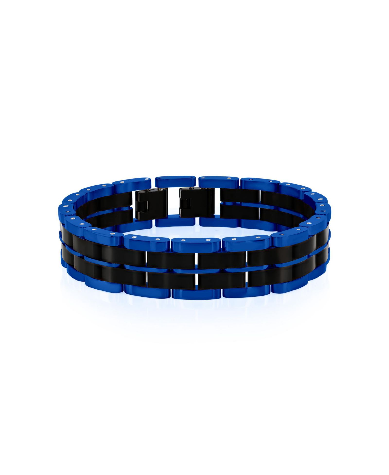 Metallo Stainless Steel, Two-Tone Double Striped Linked Bracelet