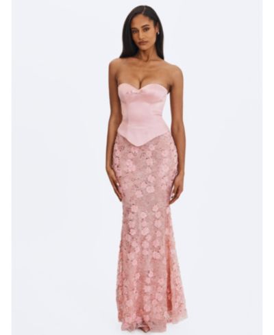 Miss Circle Women's Uliya Strapless Mermaid Peplum Maxi Dress