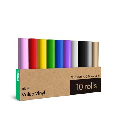 Cricut Permanent Value Vinyl Rolls, Rainbow Sampler 12 in x 5 ft (10 ct)