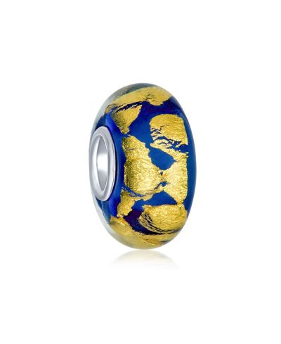 Бисерная подвеска Murano Glass Charm Bead Red Green Purple Blue Gold Foil для европейского браслета