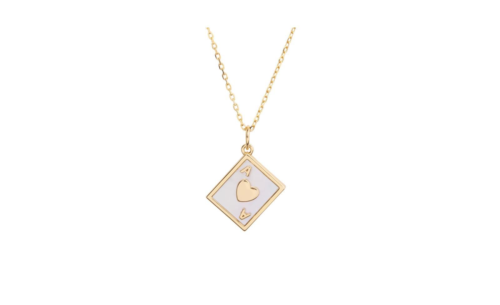 Ace of Hearts Pendant Necklace in 14k Gold Finish