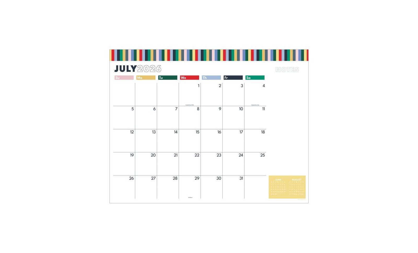 TF Publishing Paper Goods July 2026 - June 2027 Long Weekend Large Desk Pad Monthly Blotter Calendar