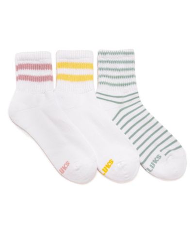 MUK LUKS женские хлопковые носки до щиколотки с широкой рифленой манжетой, упаковка 3 пары