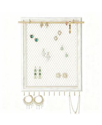 YIGII Vintage Wall Earring Wall Rack with 12 Hooks & Removable Rod