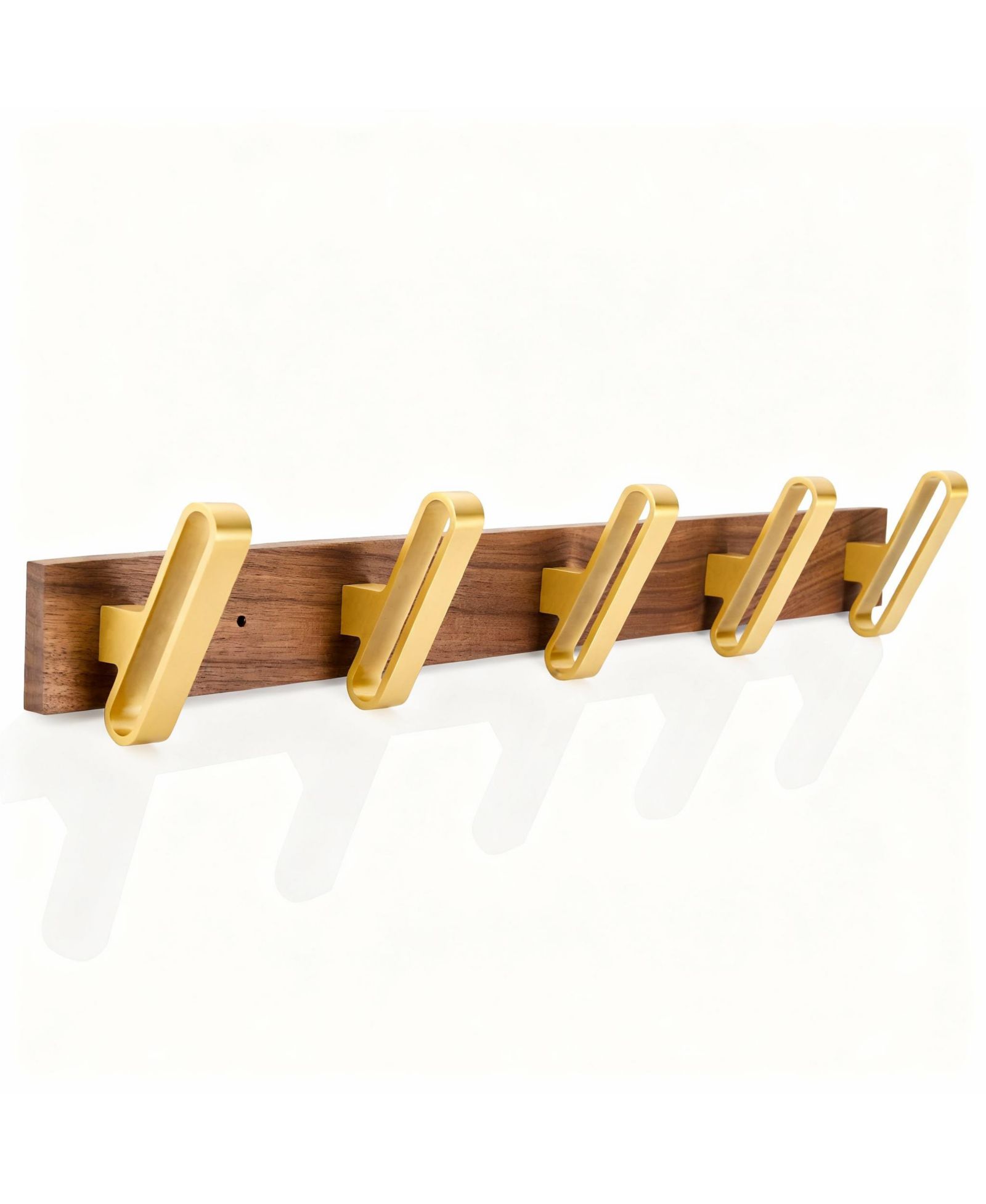 YIGII Solid Walnut Wood 5-Hook Wall Rack for Clothes