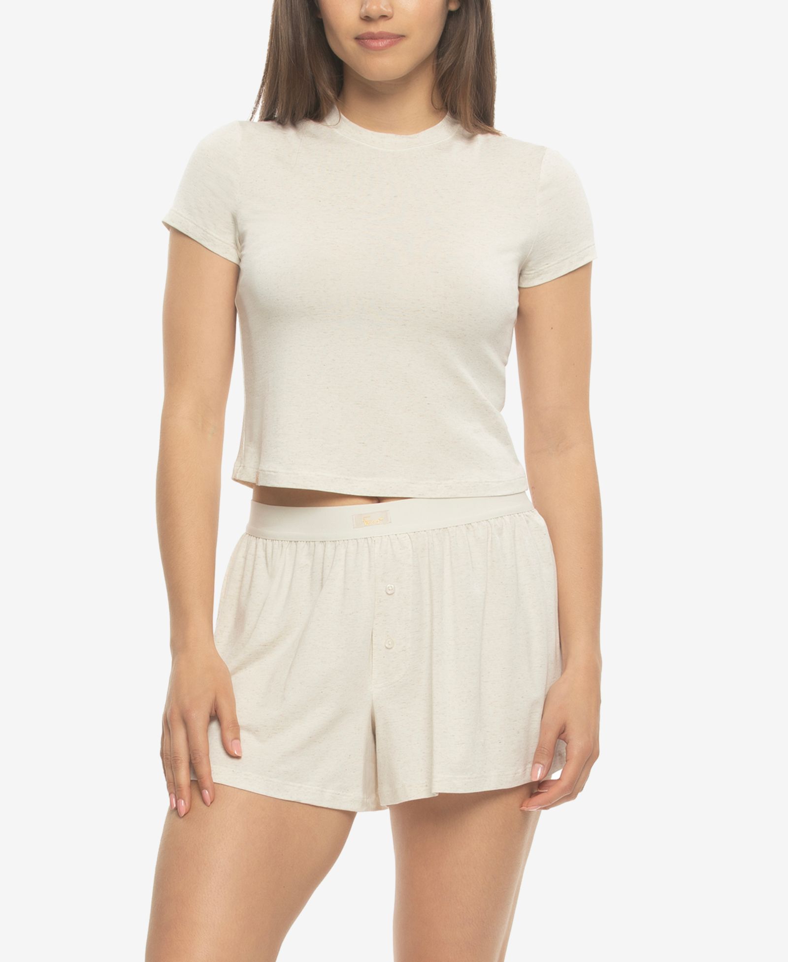 Felina Women's Lena Modal Linen T-Shirt and Boxer Shorts Set Style