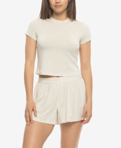 Felina Women's Lena Modal Linen T-Shirt and Boxer Shorts Set Style