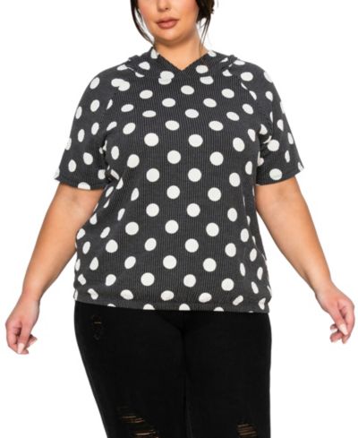 Толстовка COIN 1804 Plus Size Polka Dot Double Knit с коротким рукавом и эластичным низом
