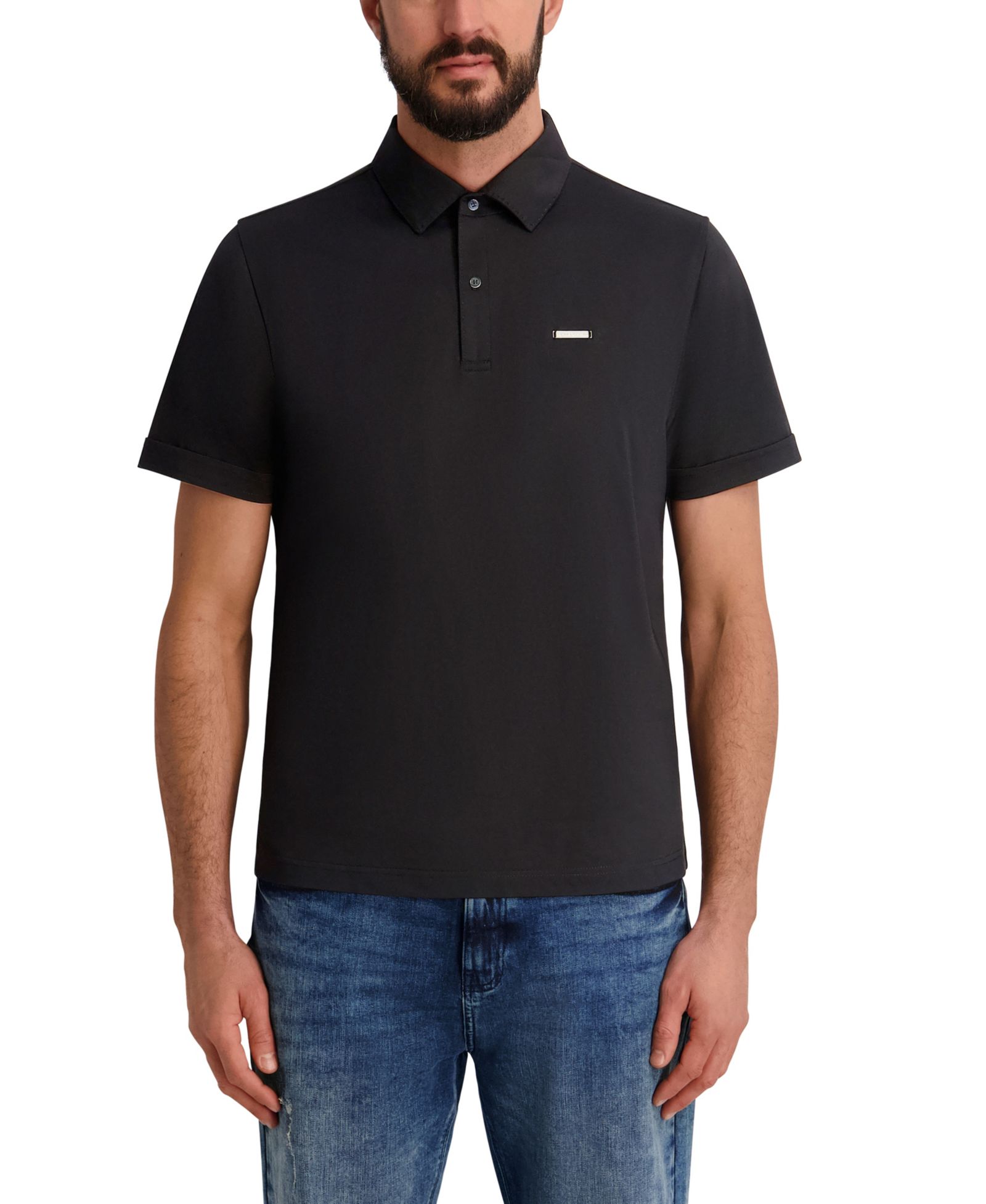 KARL LAGERFELD PARIS Men's Regular-Fit Short-Sleeve Spread Collar Polo Shirt