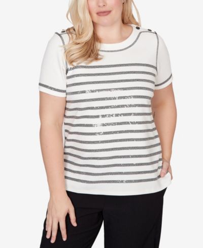Женская футболка Alfred Dunner Petite Biadere Sequin Stripes