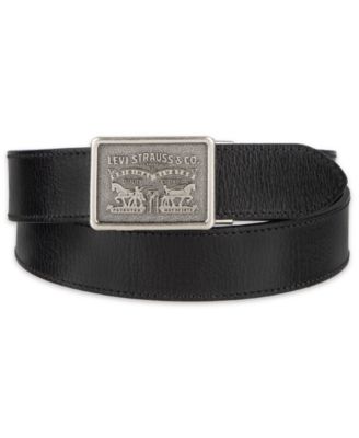 35MM Levi's Men's Leather Plaque-Buckle Belt