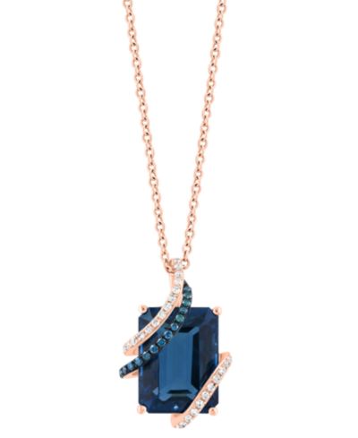 EFFY Collection Подвеска London Blue Topaz, White Diamond и Blue Diamond в 14k Rose Gold