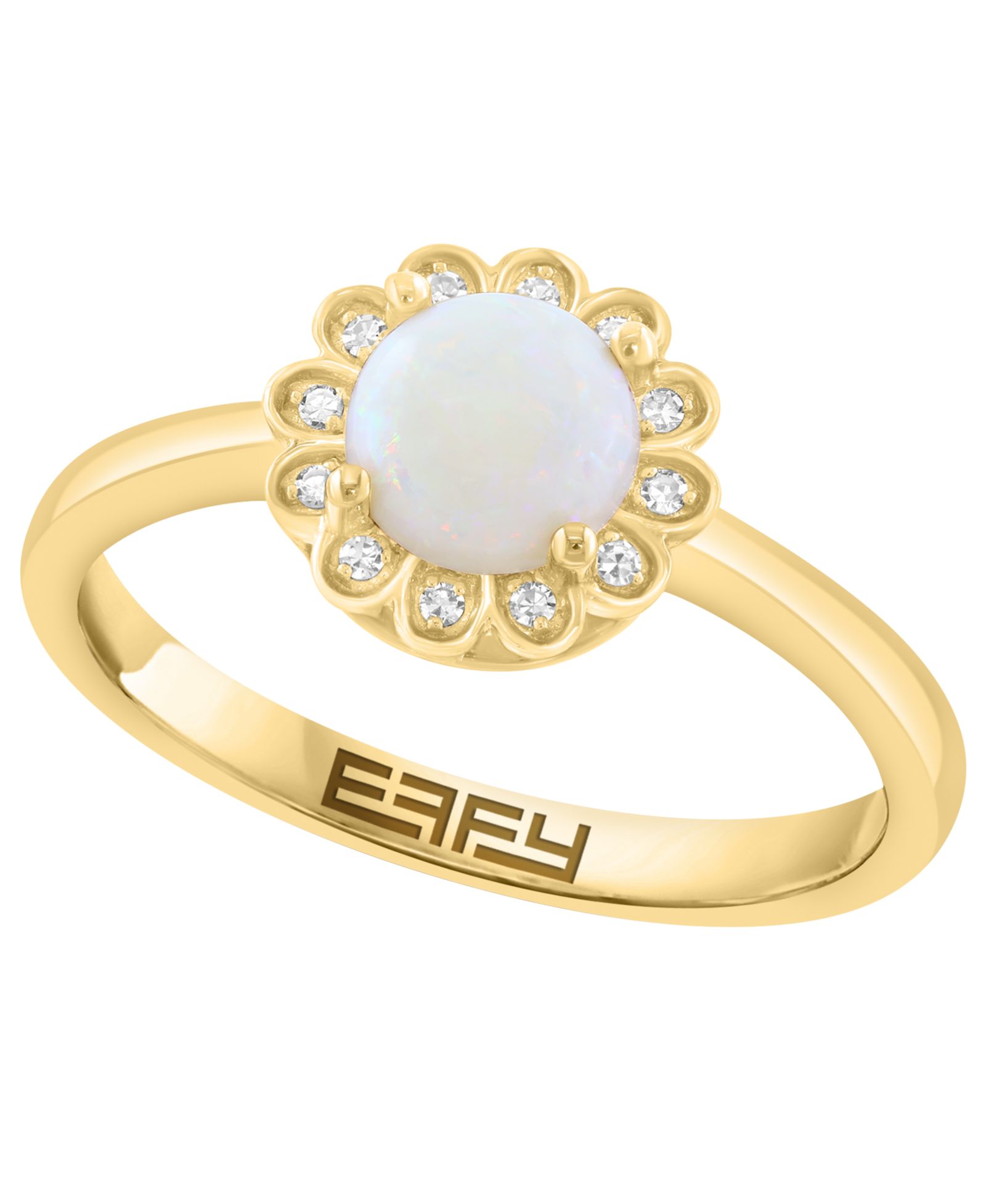 Кольцо EFFY Collection Opal (1/2 ct. t.w.) и Diamond (1/10 ct. t.w.) в 14k Yellow Gold