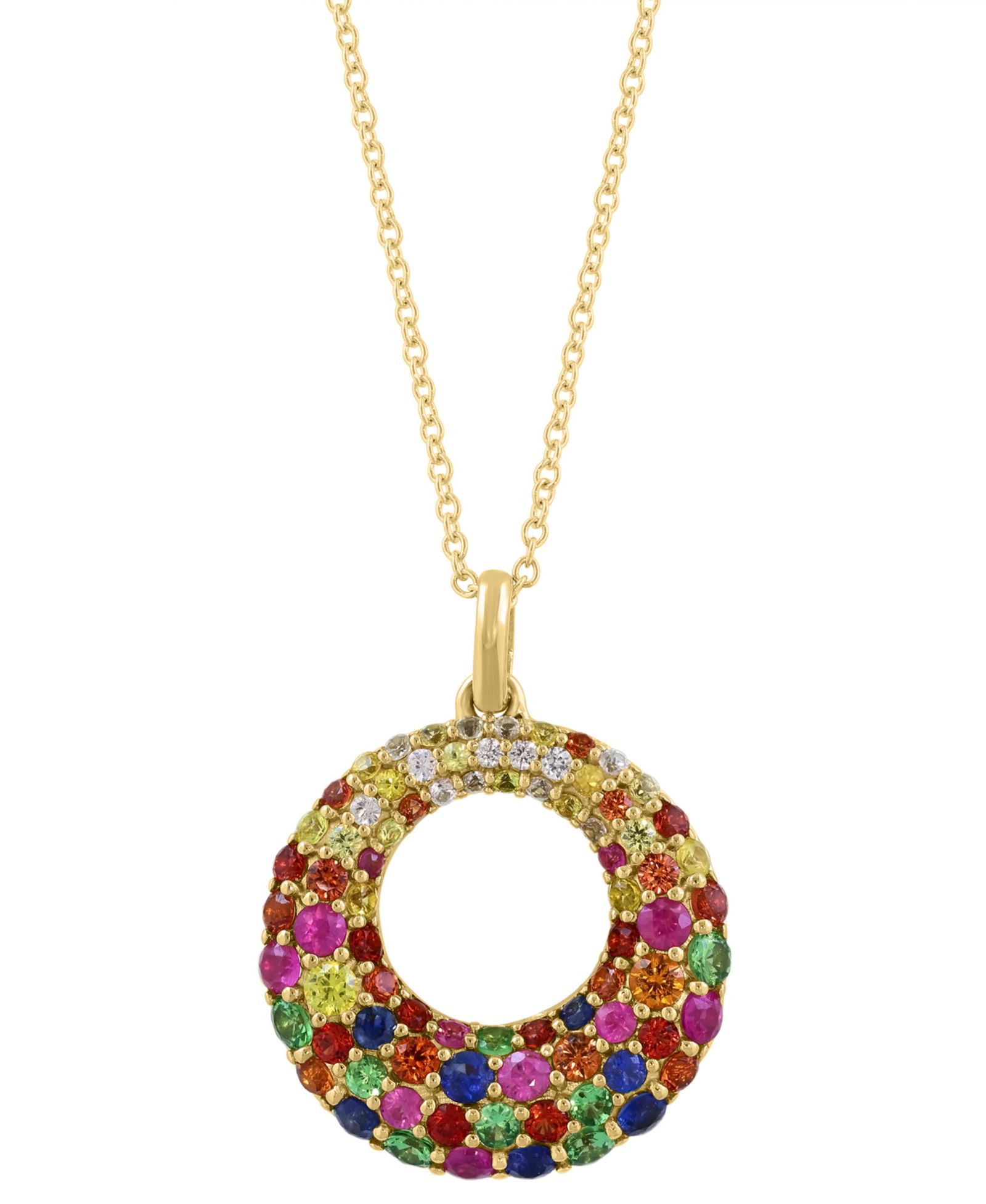 Колье-подвеска EFFY Collection Multi-Gemstone (2-5/8ct) из стерлингового серебра с напылением 14k Yellow Gold