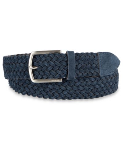 Мужской кожаный плетеный ремень Tommy Hilfiger Silver-Tone Finish