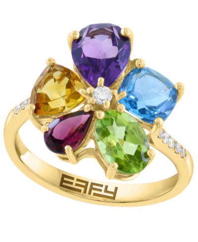 Кольцо EFFY Collection Multi-Gemstone (3-5/8 ct. t.w.) и Diamond (1/10 ct. t.w.) в 14k Yellow Gold