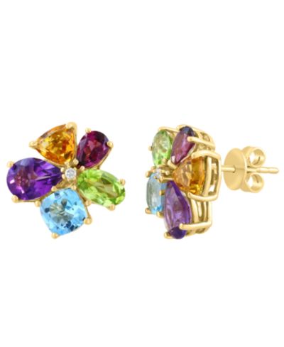 EFFY Collection серьги с бриллиантами и многоцветными драгоценными камнями в 14k желтом золоте