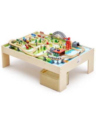 SUGIFT 120-Piece Train Table with Collapsible Bin & 3-in-1 Design