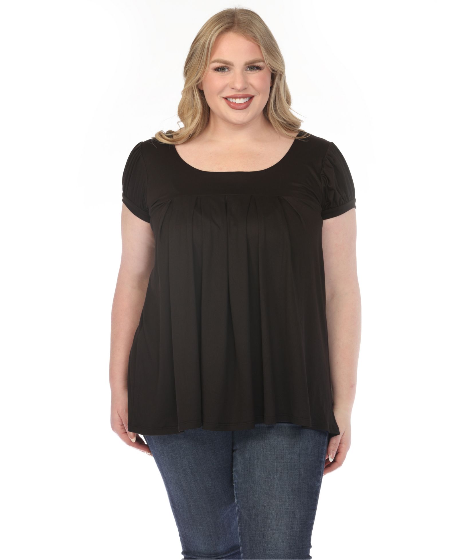 White Mark Женский топ Plus Size с коротким рукавом и плиссировкой