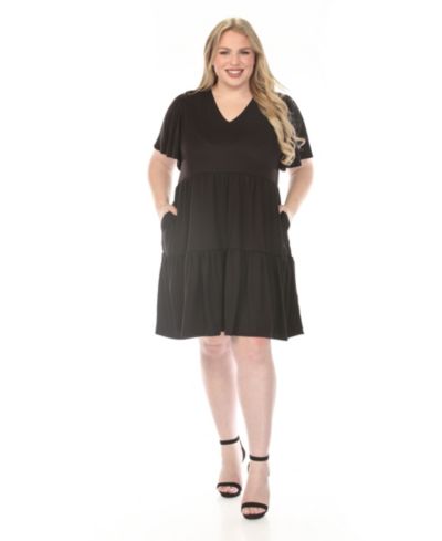 White Mark Женское платье Plus Size V-Neck Short-Sleeve
