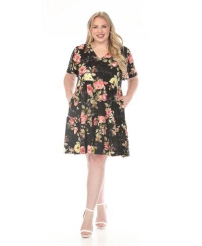 White Mark Женское платье Plus Size с V-образным вырезом и тропическим принтом