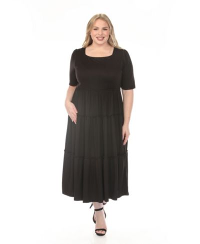 White Mark Plus Size многослойное платье с коротким рукавом и квадратным вырезом