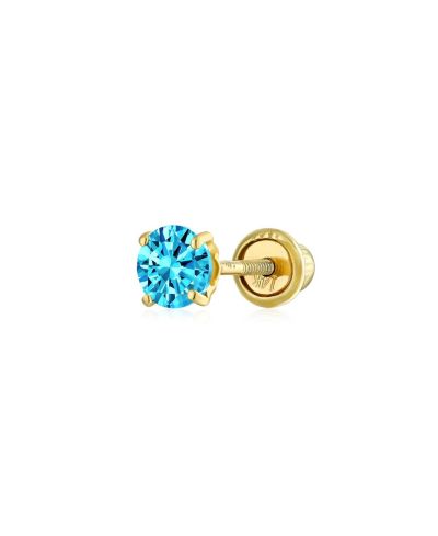 Bling Jewelry минималистичная серьга-гвоздик 14K Gold, кубический цирконий, для пирсинга уха