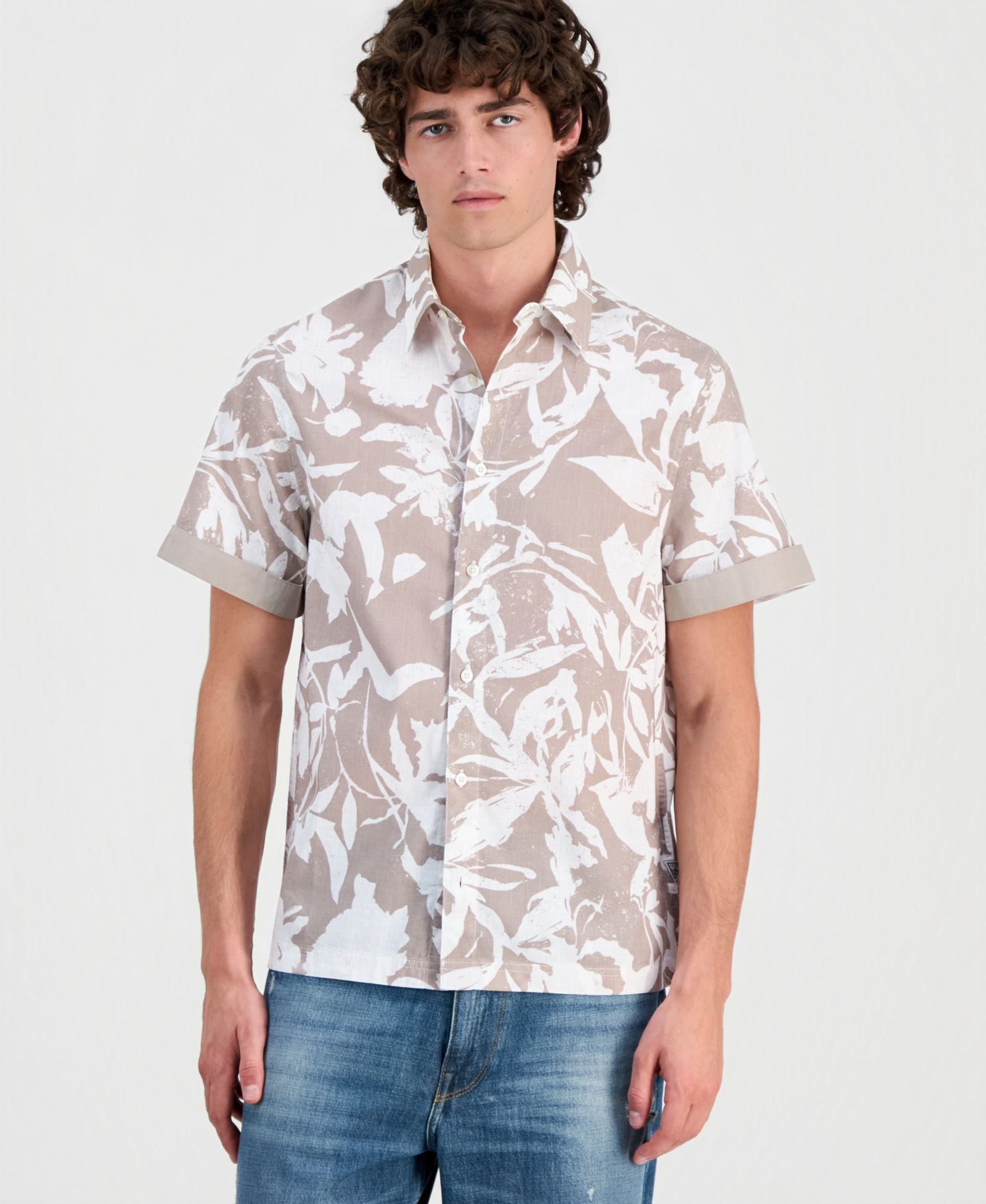 GUESS Men's Allover Print Button-Up Shirt