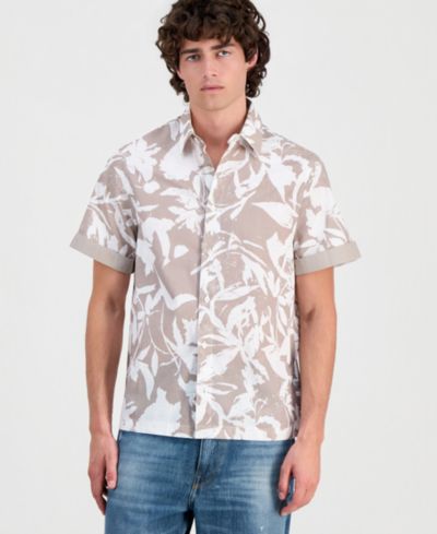 GUESS Men's Allover Print Button-Up Shirt