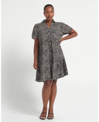ESTELLE Women's Abstract Geo Mini Shirt Dress