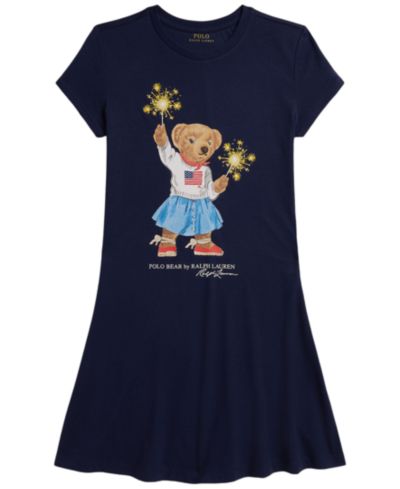 Polo Ralph Lauren Girls' 7-16 Polo Bear Short-Sleeve Jersey Dress