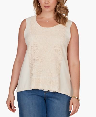 Ruby Rd. Plus Size Crochet Front Sweater Tank